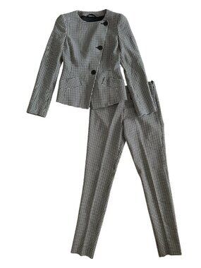 EMPORIO ARMANI Women’s Houndstooth Black White Jacket Pants Suit Sz US 36
